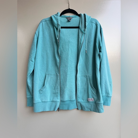 Comfy Teal Women's Full Zip Hoodie M Cotton Outdoor Casual Gorpcore Sweatshirt - Picture 3 of 8